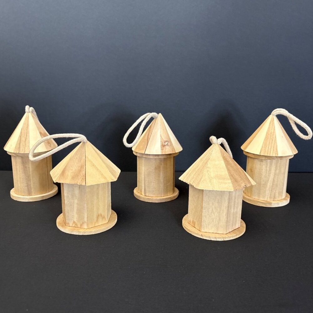 Birdhouse Ornaments Bird House Mini Wooden Hanging Wood Crafts Home Decor Gazebo - Picture 8 of 13
